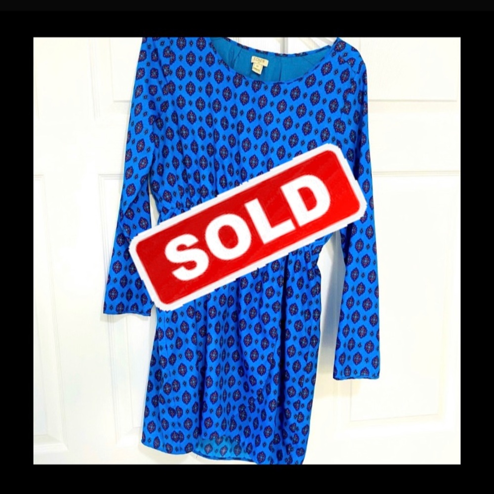 JCREW blue Aztec style dress